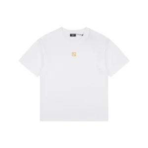 Fendi FF Gold Embroidered T-Shirt White Front view