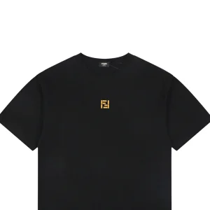 Fendi FF Gold Embroidered T-Shirt Black