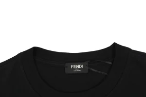 Fendi FF Gold Embroidered T-Shirt Black Collar