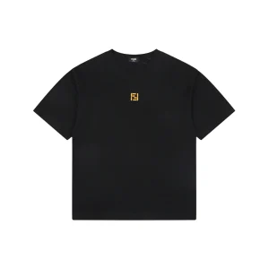 Fendi FF Gold Embroidered T-Shirt Black Front view
