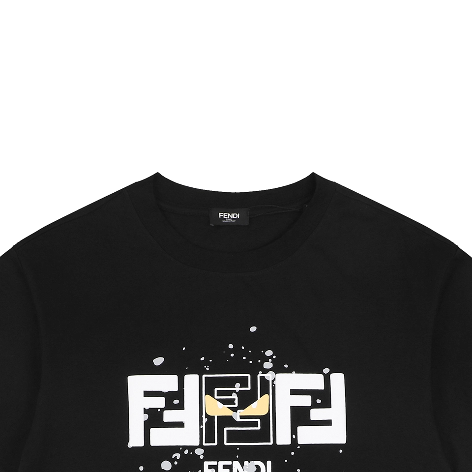 Fendi FF Monster Eyes Paint-Splatter T-Shirt Black