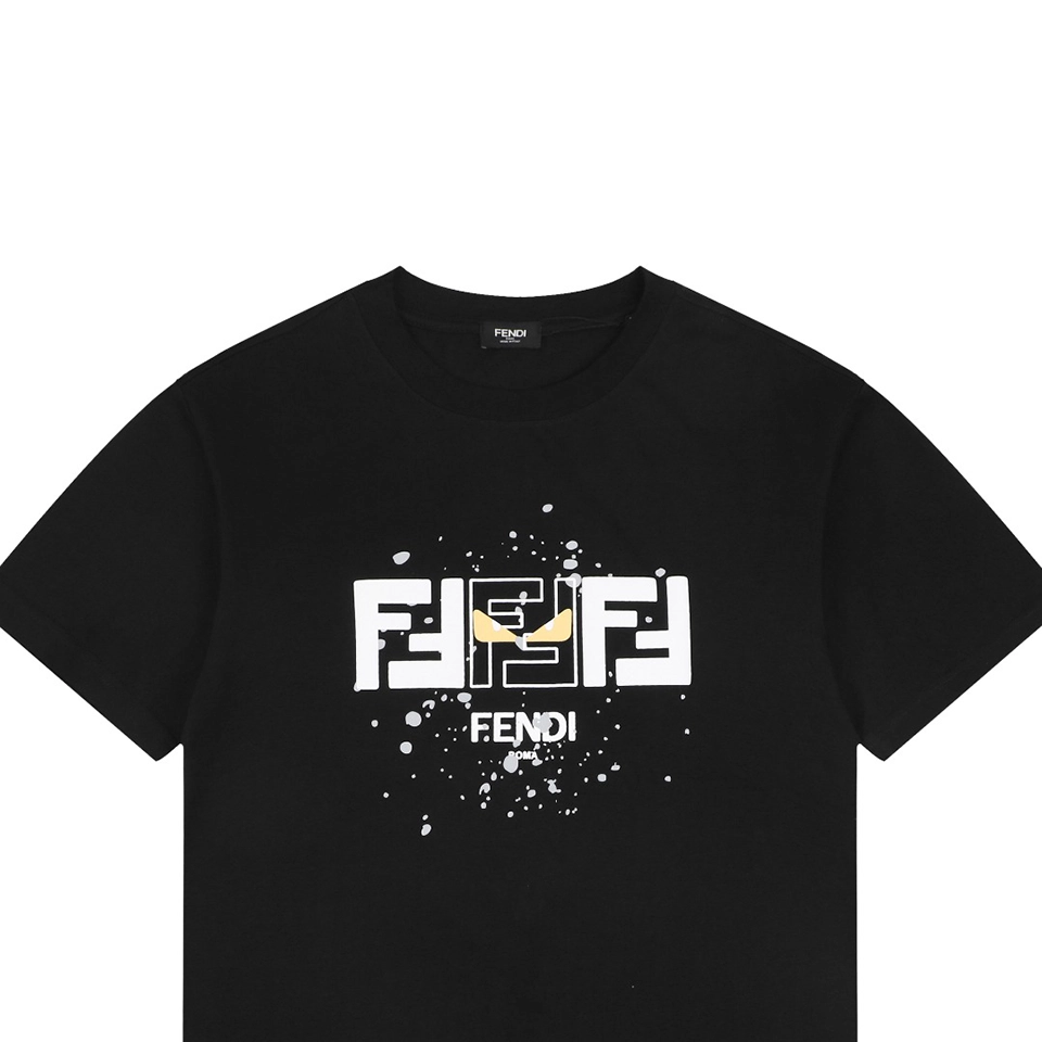 Fendi FF Monster Eyes Paint-Splatter T-Shirt Black