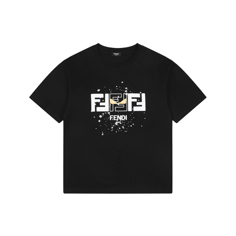 Fendi FF Monster Eyes Paint-Splatter T-Shirt Black Front view