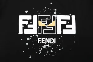 Fendi FF Monster Eyes Paint-Splatter T-Shirt Black Front Print