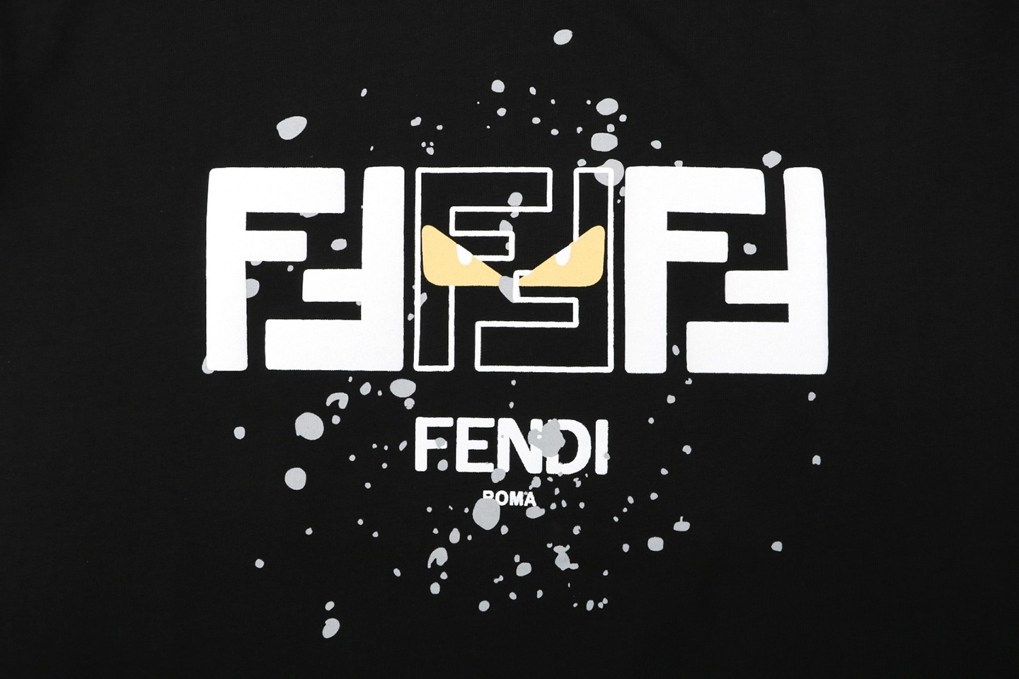 Fendi FF Monster Eyes Paint-Splatter T-Shirt Black Front Print