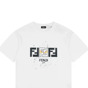 Fendi FF Monster Eyes Paint-Splatter T-Shirt White