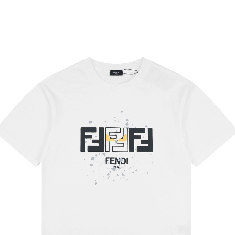Fendi FF Monster Eyes Paint-Splatter T-Shirt White
