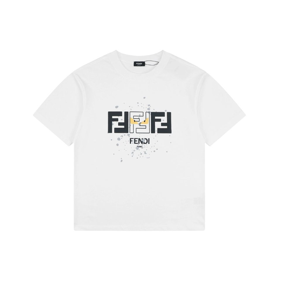 Fendi FF Monster Eyes Paint-Splatter T-Shirt White Front view