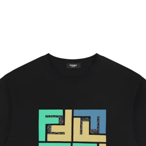 Fendi Geometric Colorblock FF Logo T-Shirt Black