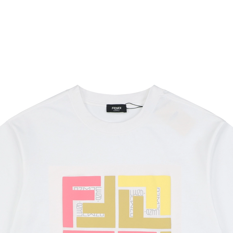 Fendi Geometric Colorblock FF Logo T-Shirt White