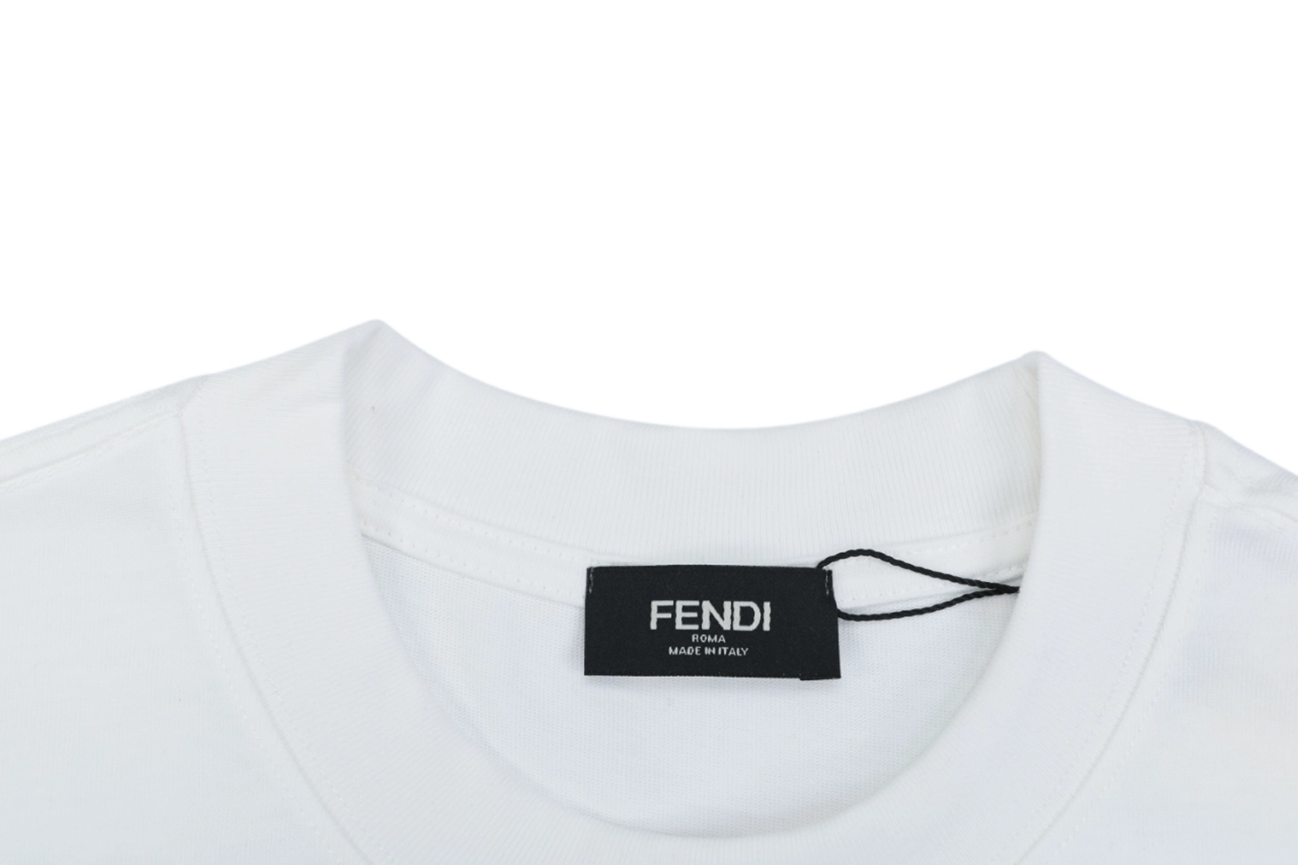 Fendi Geometric Colorblock FF Logo T-Shirt White Collar