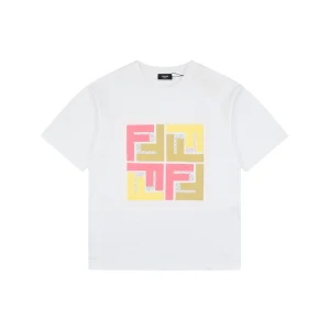 Fendi Geometric Colorblock FF Logo T-Shirt Black Front view
