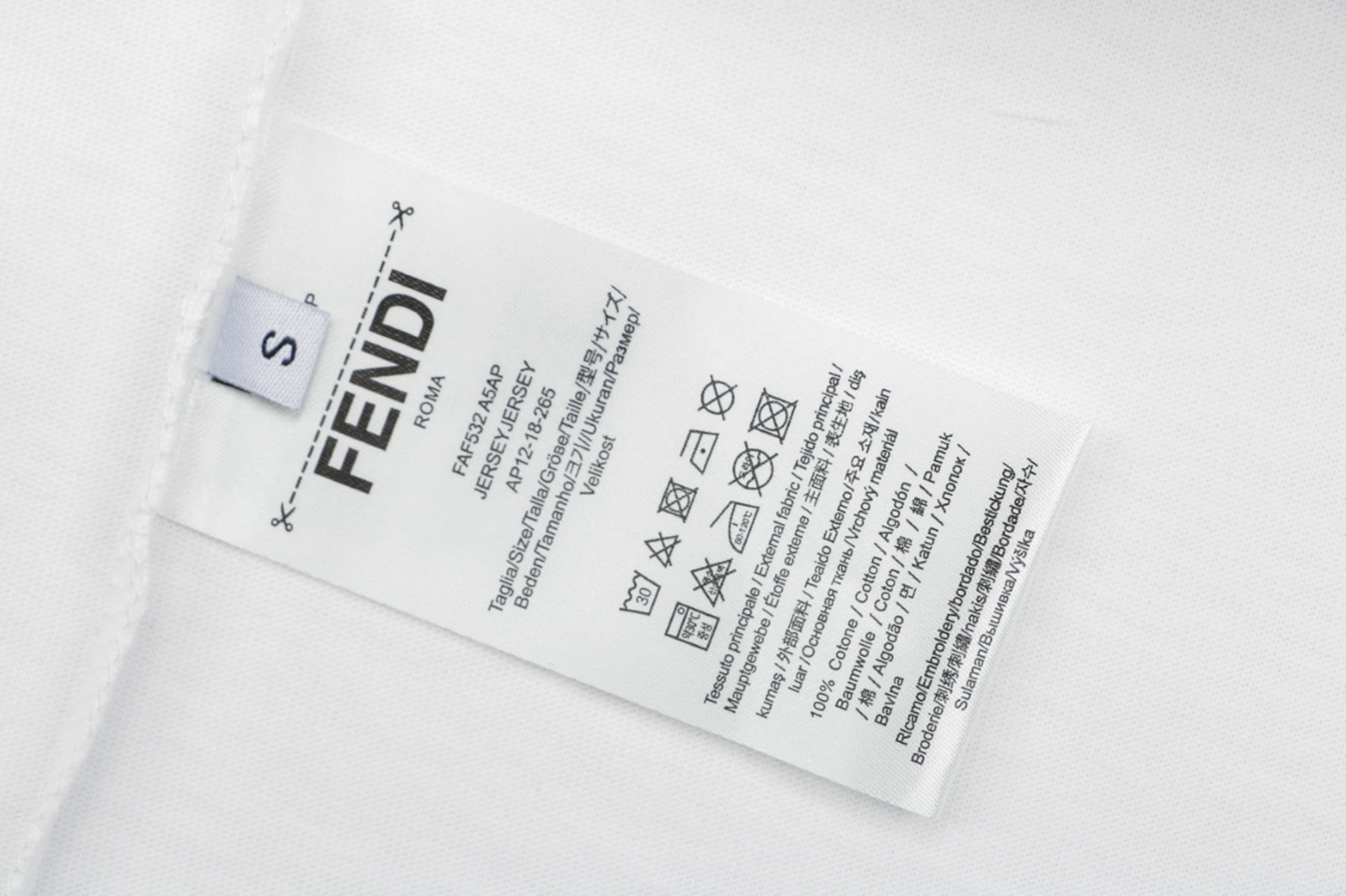 Fendi Geometric Colorblock FF Logo T-Shirt White Wash label