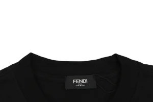 Fendi Geometric Colorblock FF Logo T-Shirt Black Collar