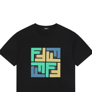 Fendi Geometric Colorblock FF Logo T-Shirt Black