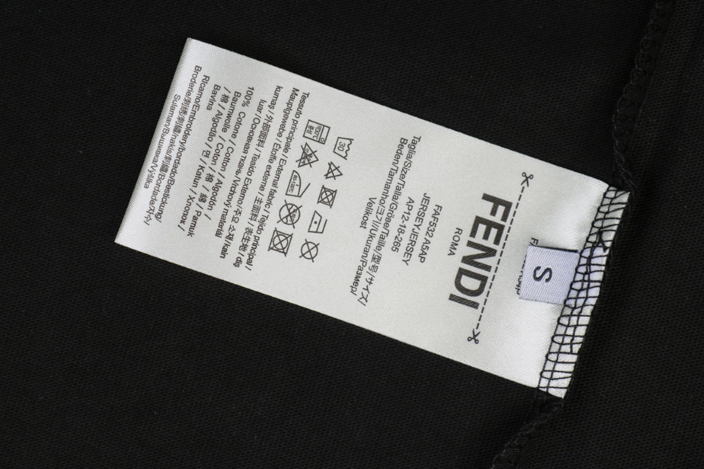 Fendi Geometric Colorblock FF Logo T-Shirt Black Wash label