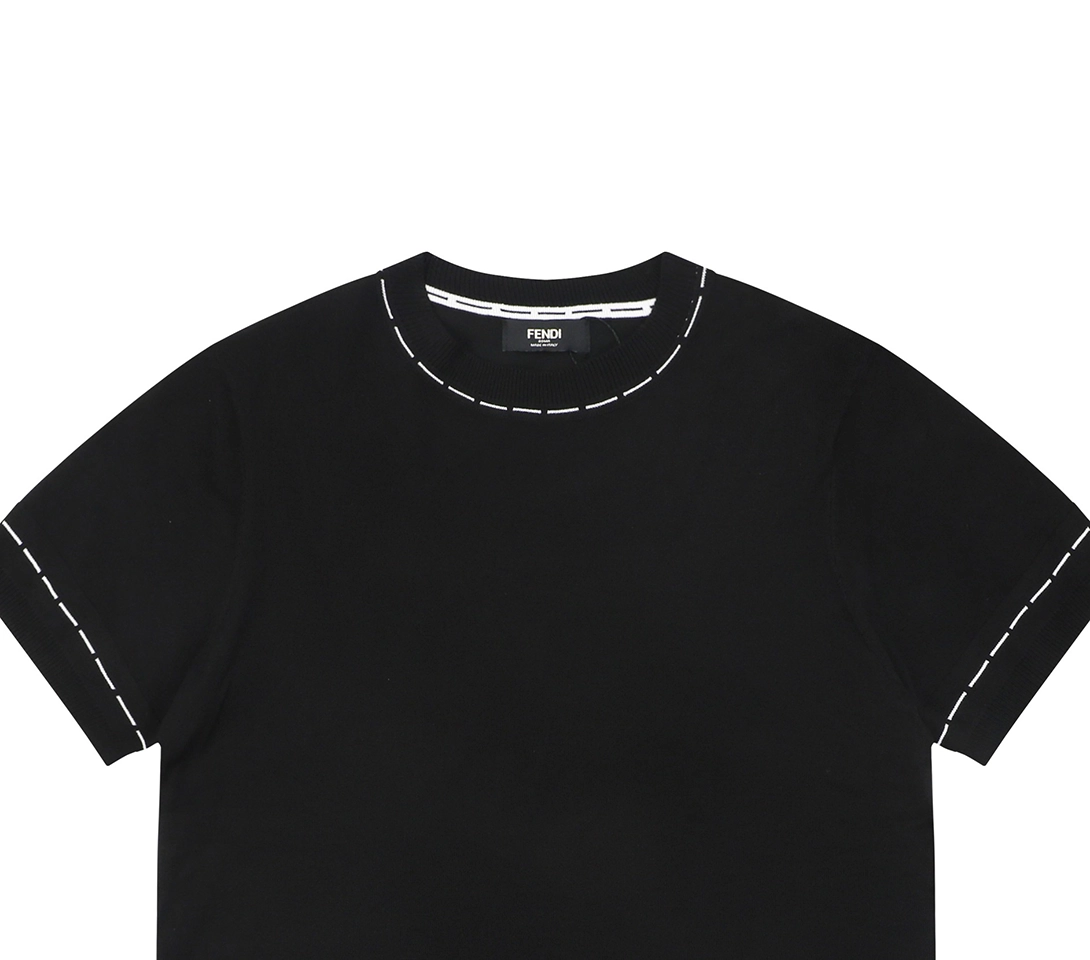 Fendi Hemline Stitch Logo Knitted T-Shirt