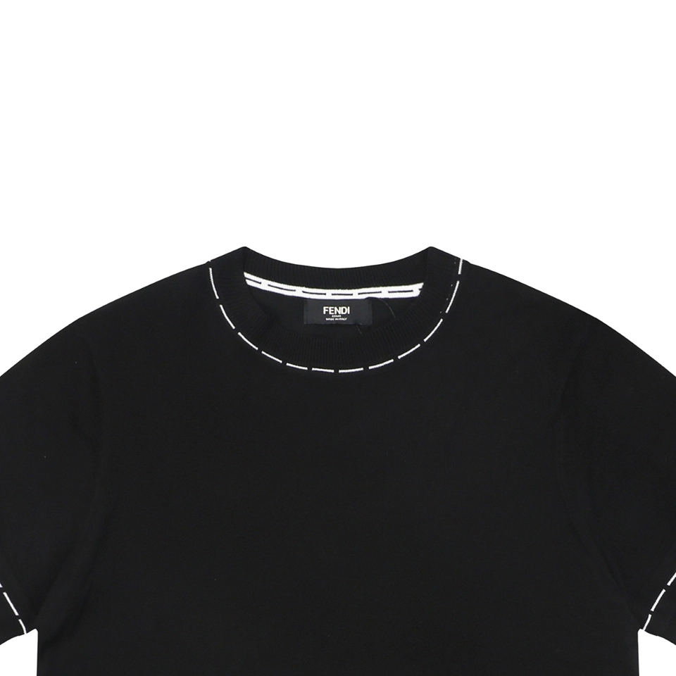 Fendi Hemline Stitch Logo Knitted T-Shirt