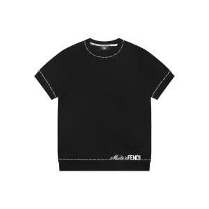 Fendi Hemline Stitch Logo Knitted T-Shirt Front view