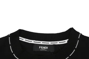Fendi Hemline Stitch Logo Knitted T-Shirt Collar