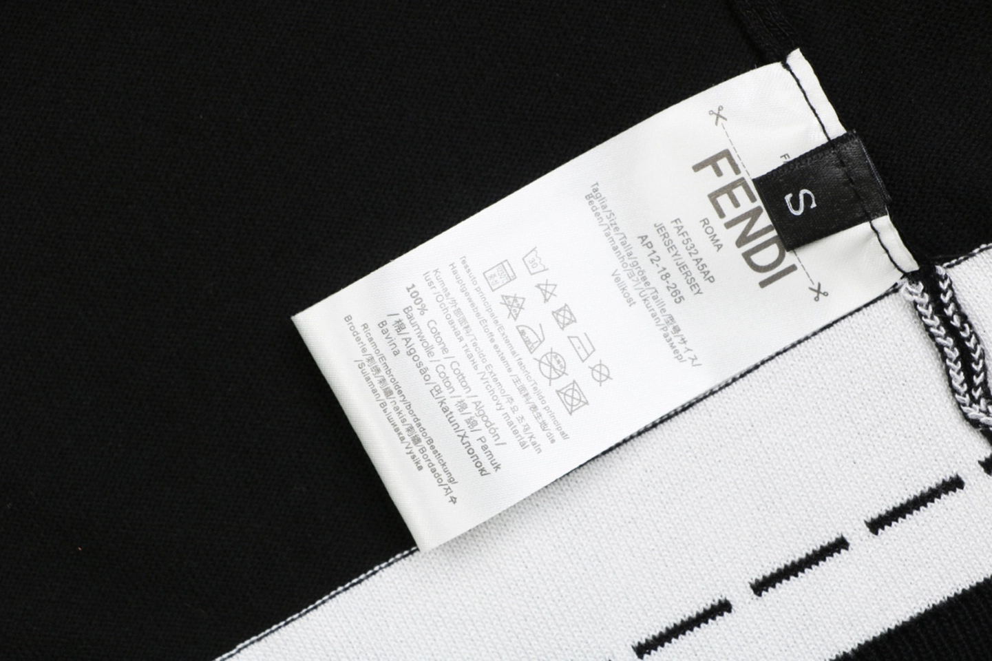 Fendi Hemline Stitch Logo Knitted T-Shirt Brand label