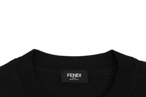 Fendi Multicolor FF Embroidered Heavyweight T-Shirt Black Collar