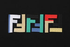 Fendi Multicolor FF Embroidered Heavyweight T-Shirt Black Brand