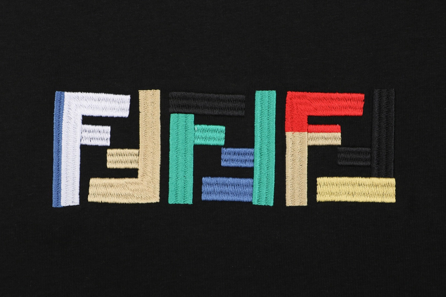 Fendi Multicolor FF Embroidered Heavyweight T-Shirt Black Brand