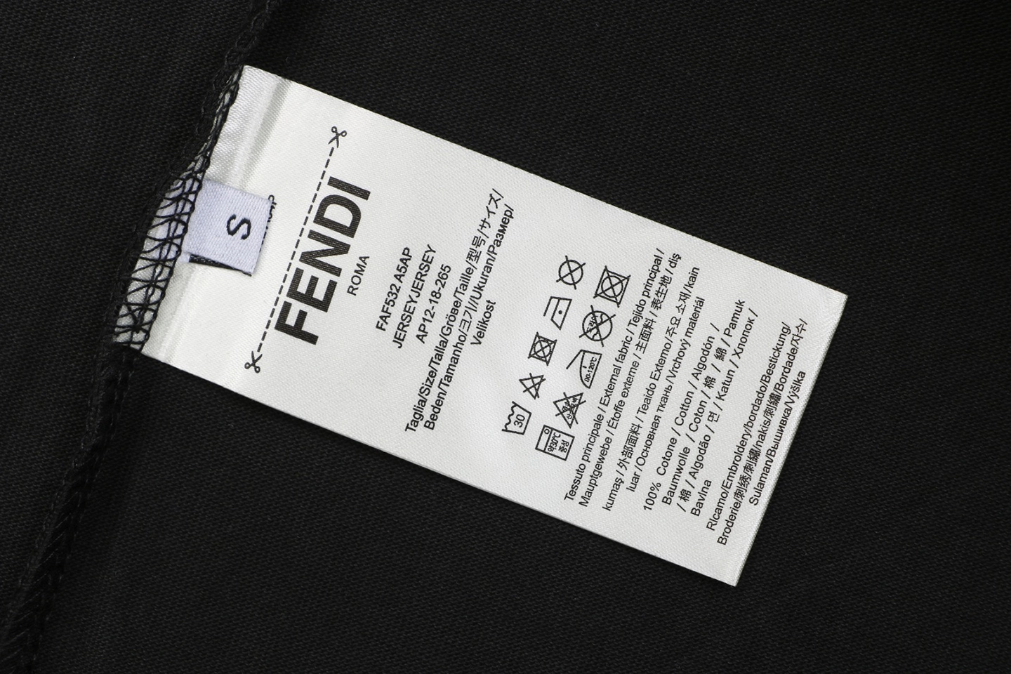 Fendi Multicolor FF Embroidered Heavyweight T-Shirt Black Wash label