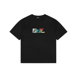 Fendi Multicolor FF Embroidered Heavyweight T-Shirt Black Front view