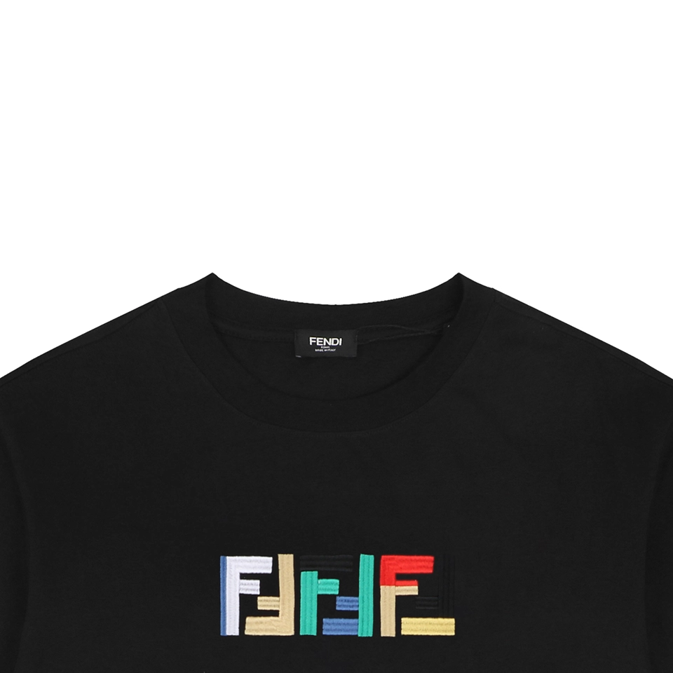 Fendi Multicolor FF Embroidered Heavyweight T-Shirt Black