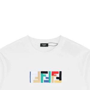 Fendi Multicolor FF Embroidered Heavyweight T-Shirt White