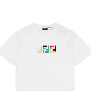 Fendi Multicolor FF Embroidered Heavyweight T-Shirt White