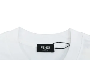 Fendi Multicolor FF Embroidered Heavyweight T-Shirt White Collar