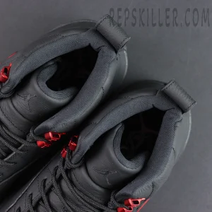 Air Jordan 12 Retro “Bloodline” collar lining detail with padded interior and embossed Jumpman logo