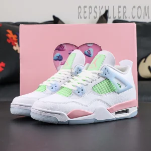 Air Jordan 4 Retro GS “Valentine’s Day” in white and pink colorway with themed heart shoebox