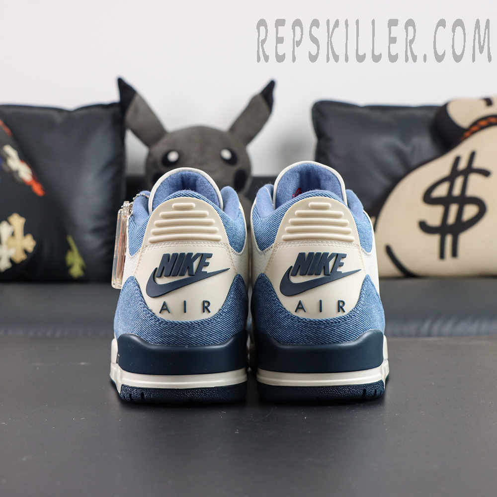 Levi’s x Air Jordan 3 heel view with Nike Air branding and denim