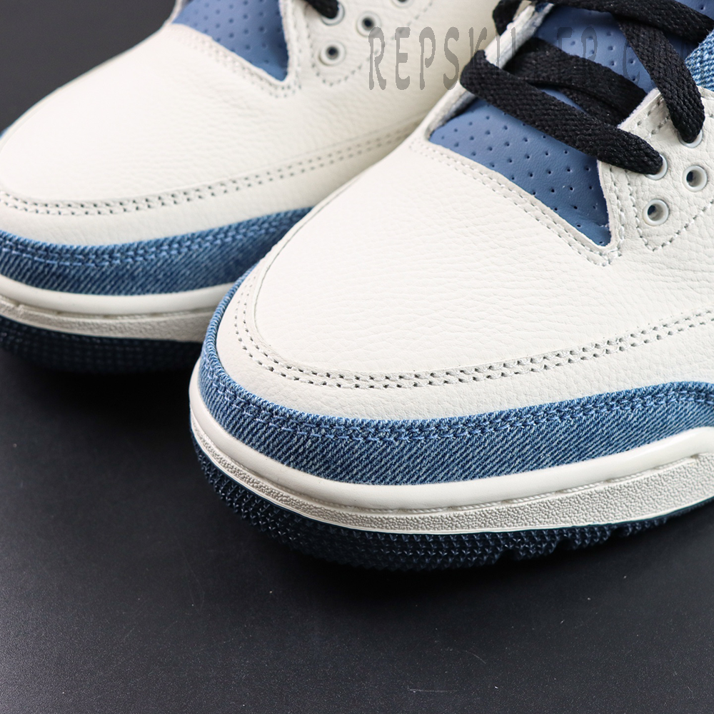Levi’s x Air Jordan 3 toe detail with tumbled leather and denim trim