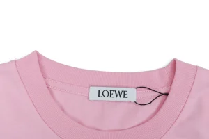 Loewe Anagram Cat Embroidered T-Shirt Pink Collar