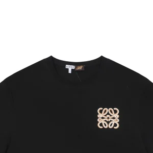 Loewe Antique Gold Anagram Embroidered T-Shirt Black