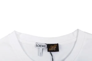 Loewe Antique Gold Anagram Embroidered T-Shirt White Collar