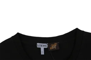 Loewe Antique Gold Anagram Embroidered T-Shirt Black Collar