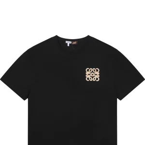 Loewe Antique Gold Anagram Embroidered T-Shirt Black