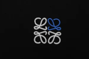 Loewe Blue & White Anagram Embroidered T-Shirt Black Brand
