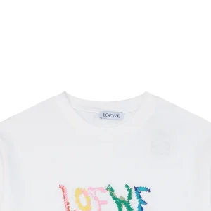 Loewe Handmade Color Letter Embroidered T-Shirt