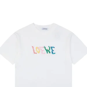 Loewe Handmade Color Letter Embroidered T-Shirt