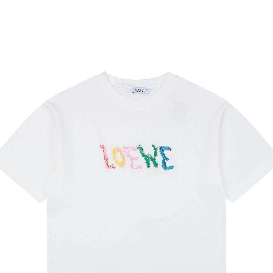 Loewe Handmade Color Letter Embroidered T-Shirt