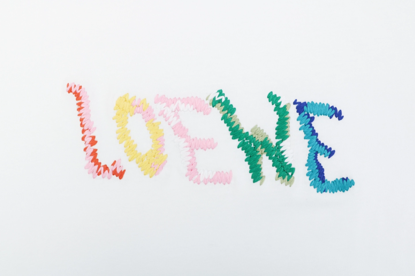 Loewe Handmade Color Letter Embroidered T-Shirt Front Print
