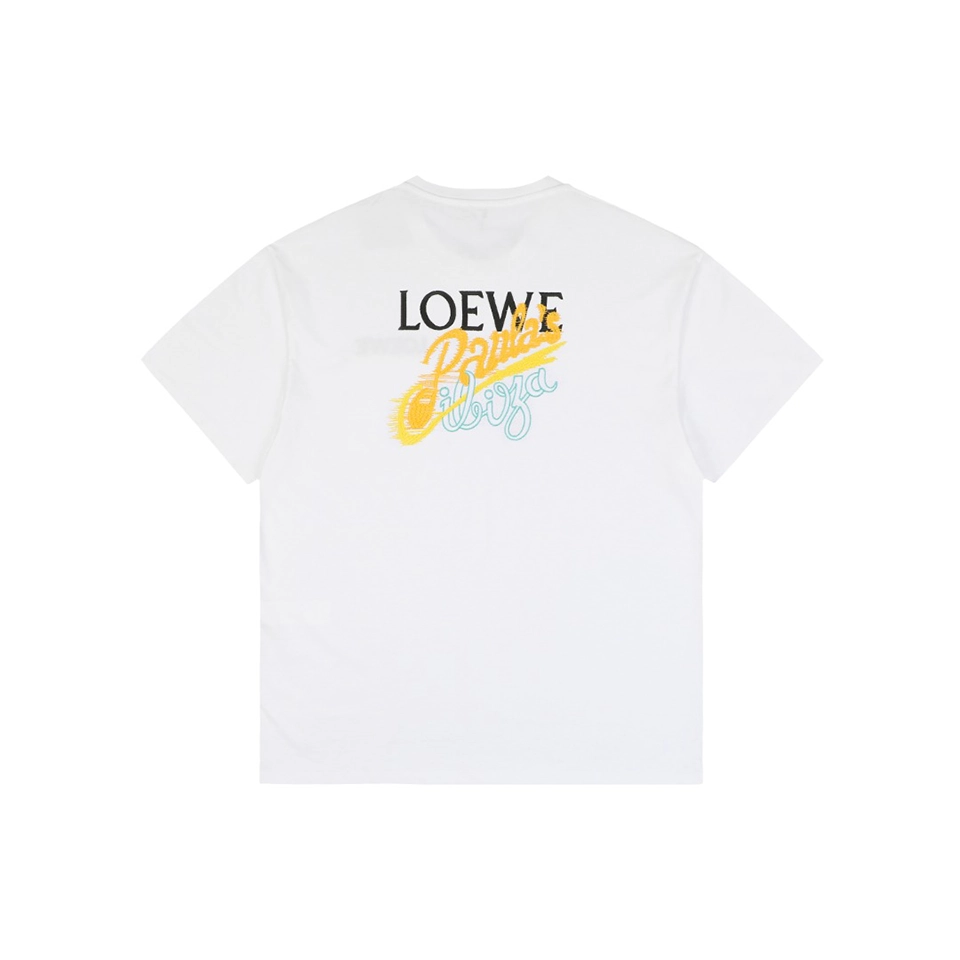 Loewe Multicolor Anagram & Script Embroidery T-Shirt White Back view
