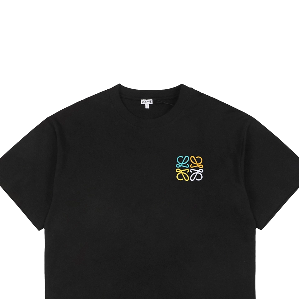 Loewe Multicolor Anagram & Script Embroidery T-Shirt Black
